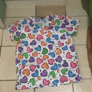 Womens Just Love M scrub top Valentine’s